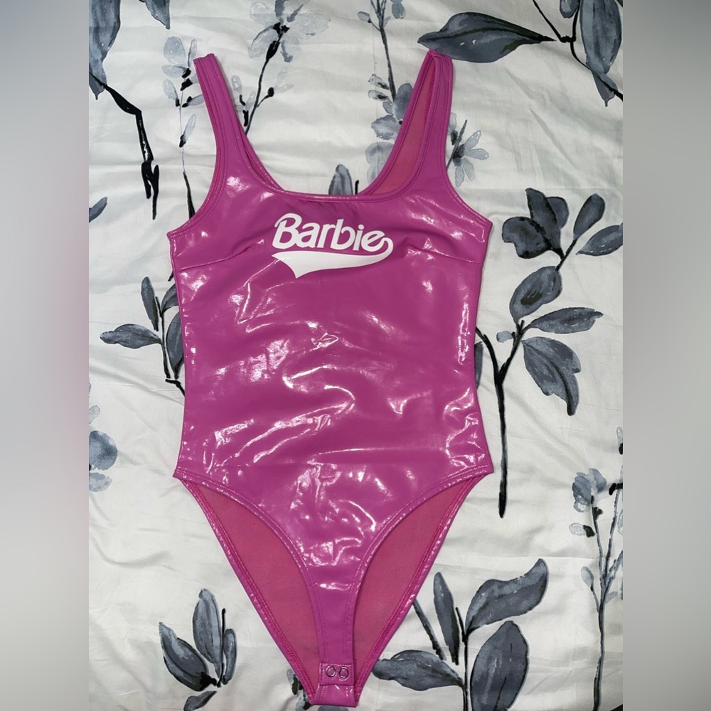 Barbie forever 21 bodysuit  pink faux leather